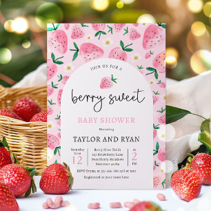 Berry Sweet Summer Strawberry Baby Shower Inbjudningar