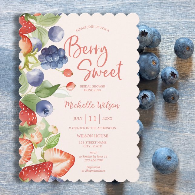 Berry Sweet Summer Vild Berries & Flowers Möhippa Inbjudningar (Skapare uppladdad)