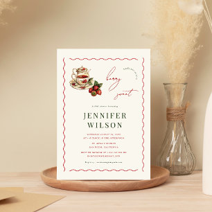 Berry Sweet Tea Party Strawberry Möhippa Inbjudningar