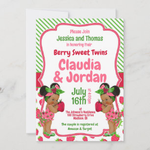 Berry Sweet Twillingars Strawberry Baby Shower Kort
