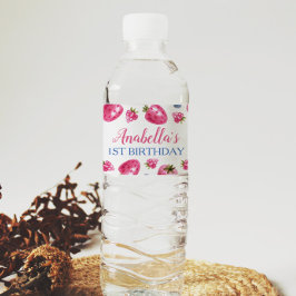 Berry Sweet Vattenflaska Label Strawberry Birthday Vattenflaskor Etikett
