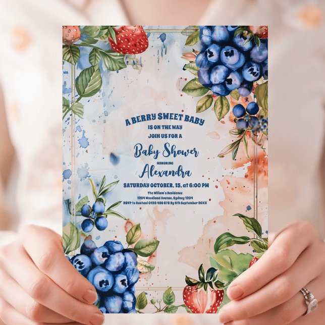 Berry Sweet Vild Berries & Flowers Baby Shower Inbjudningar (Skapare uppladdad)