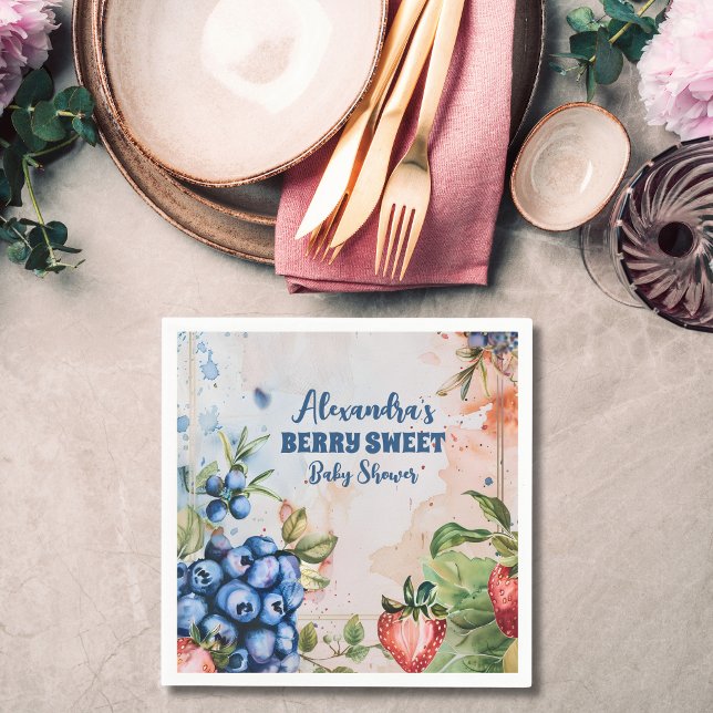 Berry Sweet Vild Berries & Flowers Baby Shower Pappersservett (Skapare uppladdad)