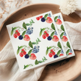 Berry Sweet Watercolor Red Blue Shower Pappersservett