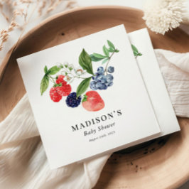 Berry Sweet Watercolor Red Blue Shower Pappersservett