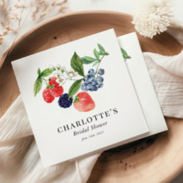 Berry Sweet Watercolor Röd Blå Bröllopsfest Pappersservett