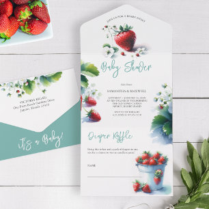 Berry Sweet Watercolor Strawberry Baby Shower