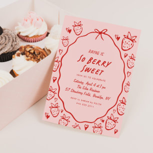 Berry Sweet Whimsical Girls Coquette Birthday Inbjudningar