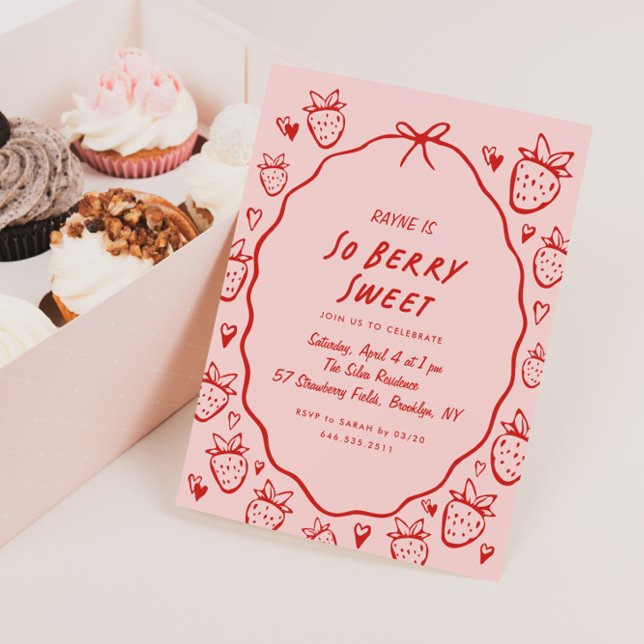 Berry Sweet Whimsical Girls Coquette Birthday Inbjudningar (Skapare uppladdad)