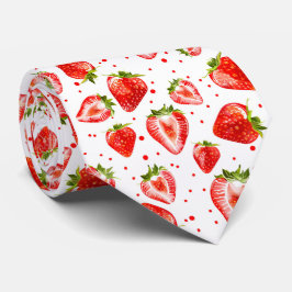 Berry Sweet White och Red Strawberry Mönster Slips