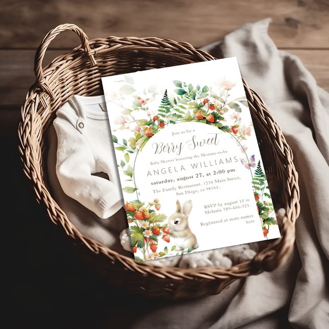 Berry Sweet Woodland Baby Shower Strawberry Inbjudningar (Skapare uppladdad)
