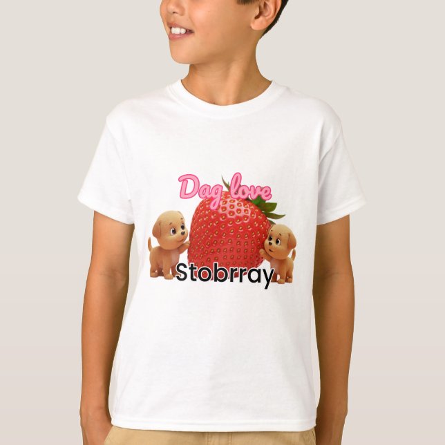 "Berry Tassar: Hund Kärlek & Strawberry Design" T Shirt (Framsida)