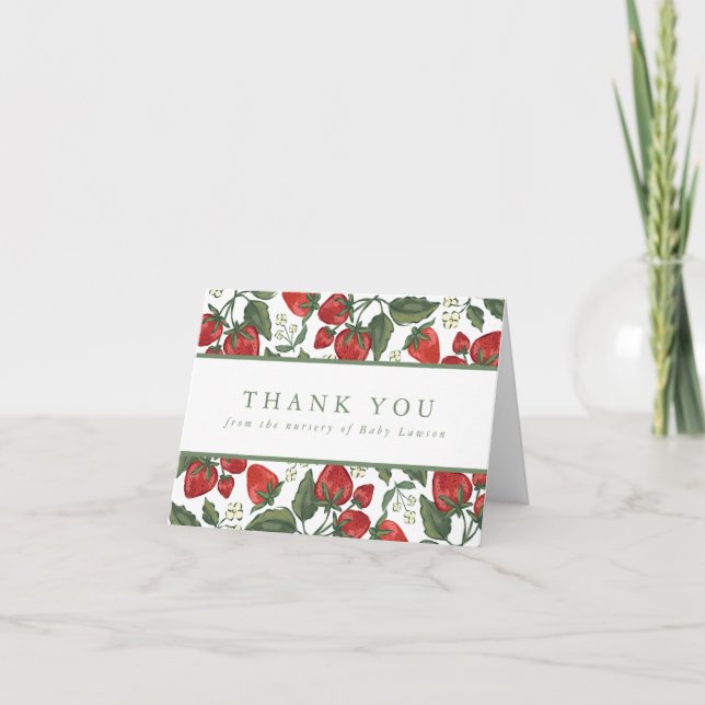 Berry Theme Baby Shower Thank You Card Tack Kort (Framsida)
