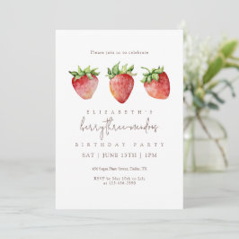 Berry Threemendous Strawberry Birthday Inbjudningar