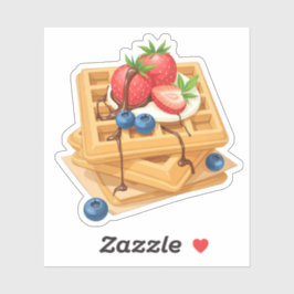 Berry-Topped Waffles with Chocolate Drizzle Klistermärken