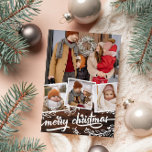 Berry Twig Warm Wood Photo Collage God jul Julkort<br><div class="desc">Dubblan sikte på ett julfotoport med fyra foto - ett större och tre mindre i kvadratiska vita ramar - mot mörk brunt träkorn. God jul är skrivet i ett fet skript och omgivet av bergsvingar. Lägg till en jul hälsning tillsammans med namn.</div>