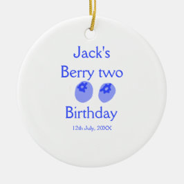 Berry two birthday blue berry add name date kids r julgransprydnad keramik