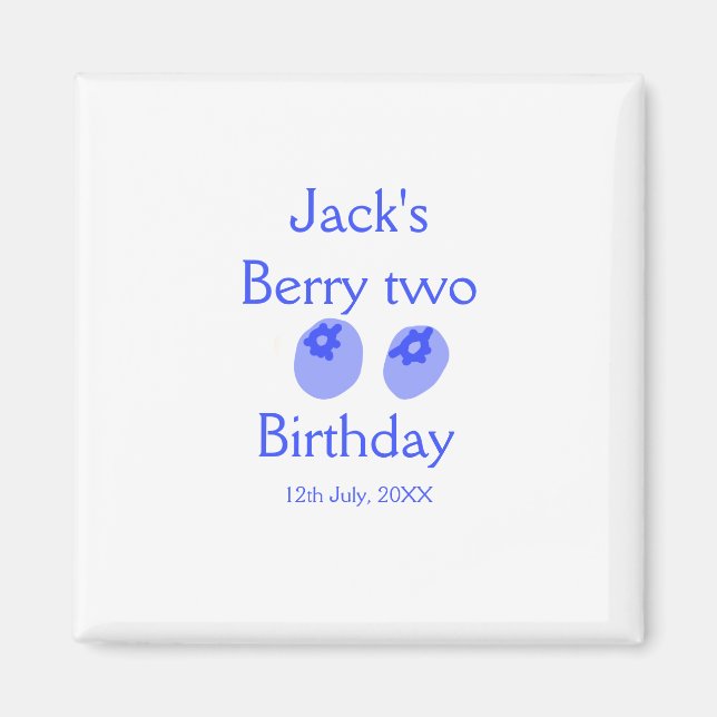 Berry two birthday blue berry add name date kids r magnet (Framsidan)