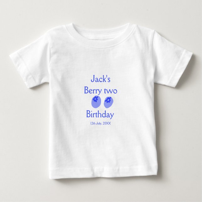 Berry two birthday blue berry add name date kids r t shirt (Framsida)