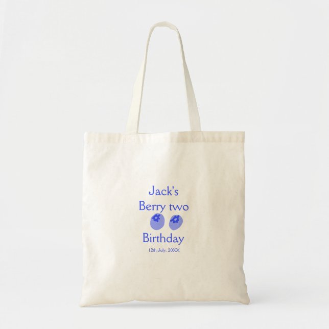 Berry two birthday blue berry add name date kids r tygkasse (Framsidan)