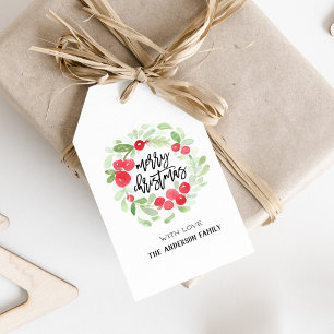 Berry Wandeans God jul Watercolor Gift Märkre Presentetikett