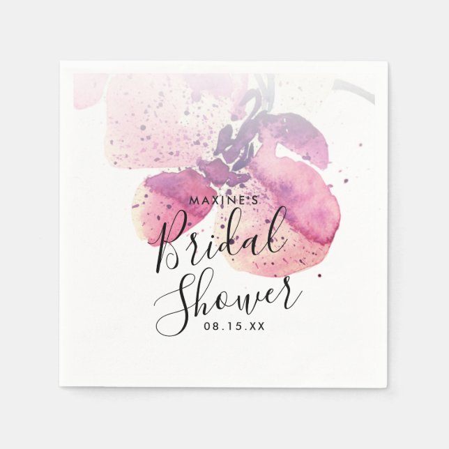 Berry Watercolor Orchid Möhippa Napkins Pappersservett (Framsidan)