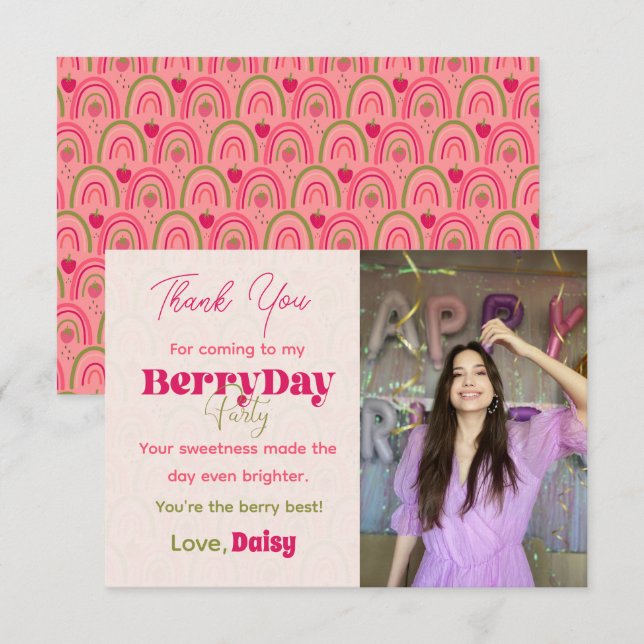 BerryDay Party - födelsedag, stort tackkort Tack Kort (Fram/baksida)