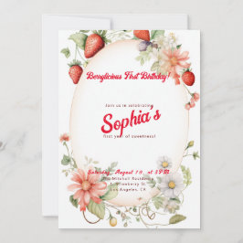 Berrylicious First Birthday! Första årsdagen Party Inbjudningar