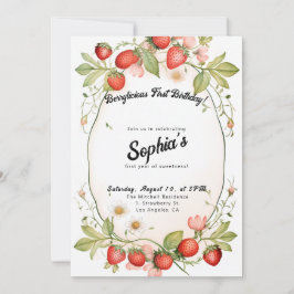 Berrylicious First Birthday! Första årsdagen Party Inbjudningar