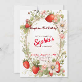 Berrylicious First Birthday! Första årsdagen Party Inbjudningar