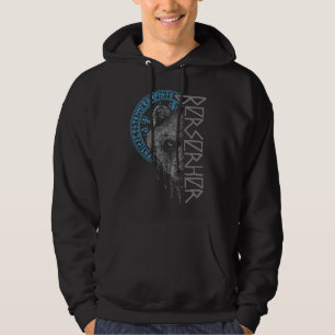 Berserk Björn Krigare Oden Runor Norrsken Kompass Hoodie