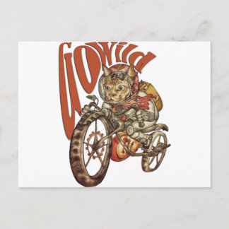 Berserk Steampunk Motorcle Cat Go Vild T-Shirt.p. Vykort