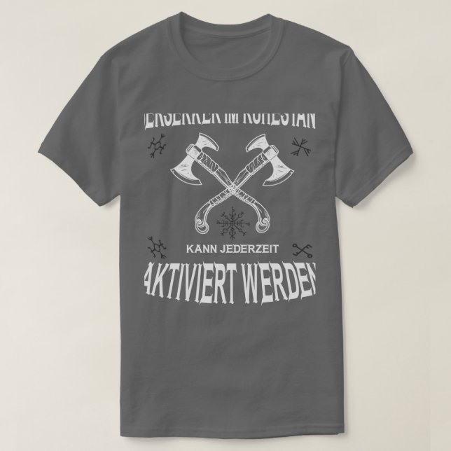 Berserker Retrött Viking Viking Ax Runes T Shirt (Design framsida)