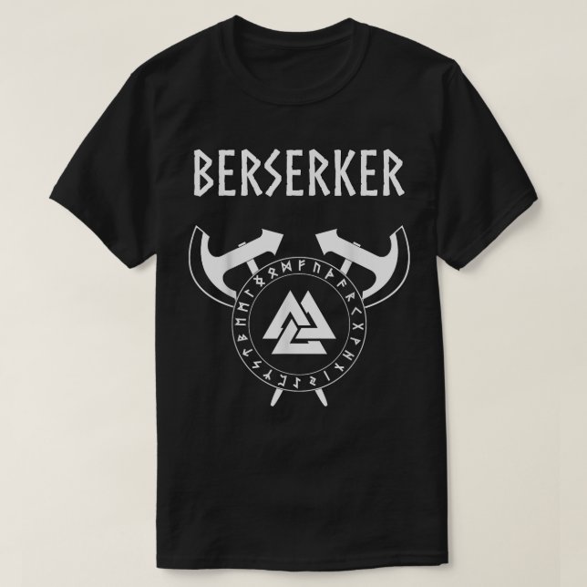 Berserker Viking Krigare Norrön Runor T Shirt (Design framsida)