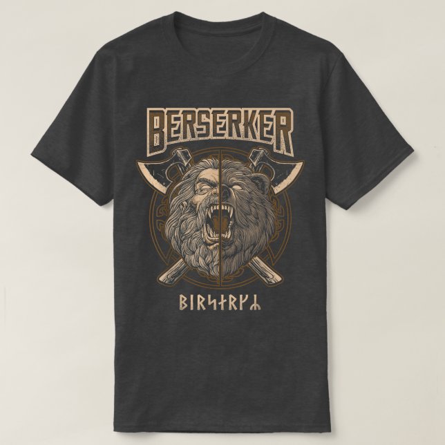 Berserker Viking Norse Pagan Bear Warrior T Shirt (Design framsida)