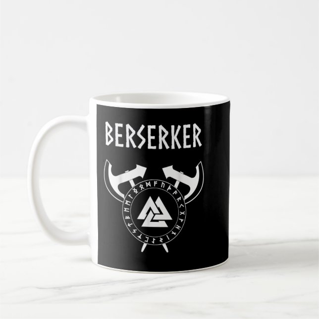 Berserker Viking Warrior Norse Runes Kaffemugg (Vänster)