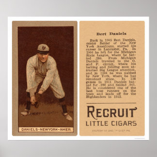Bert Daniels Yankees Baseball 1912 Poster