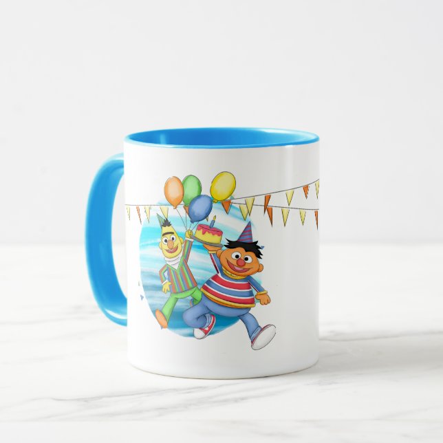 Bert och Ernie Birthday Balloons Mugg (Framsida vänster)