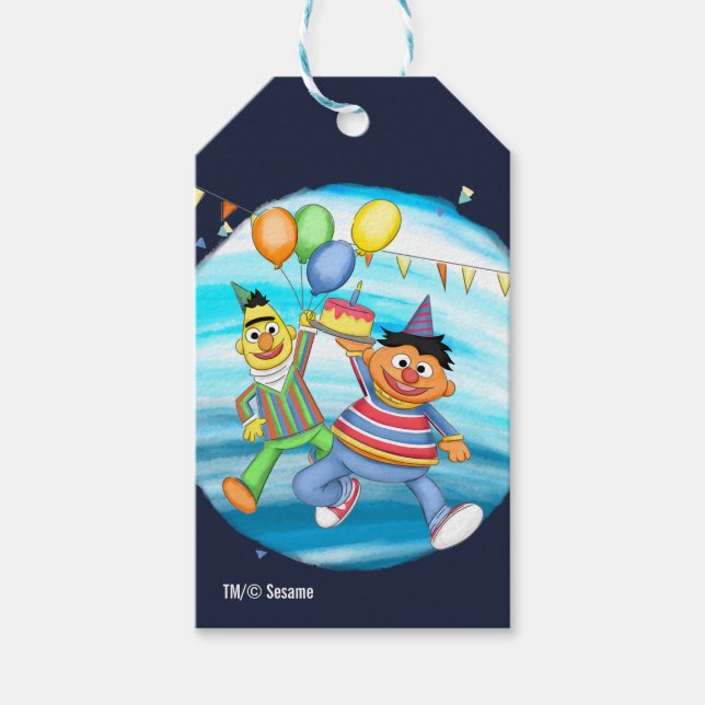 Bert och Ernie Birthday Balloons Presentetikett (Framsidan)
