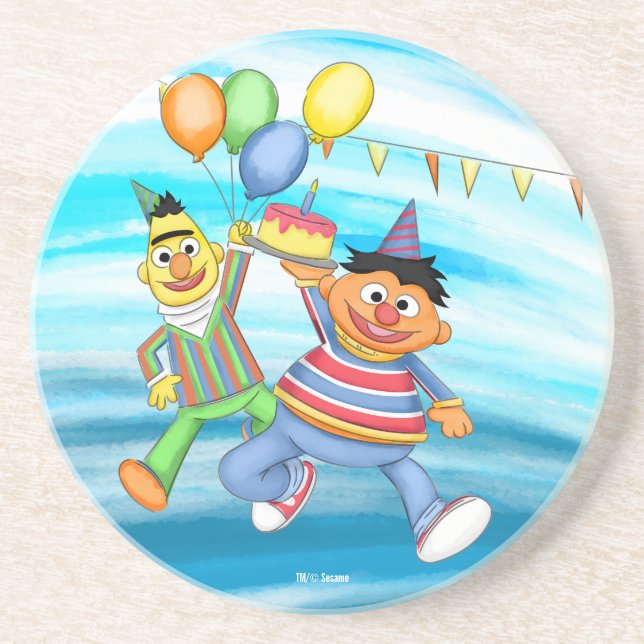 Bert och Ernie Birthday Balloons Underlägg (Framsidan)