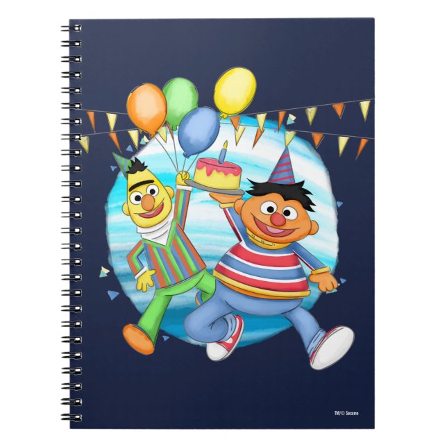 Bert och Ernie Födelsedagsballonger Anteckningsbok (Framsidan)