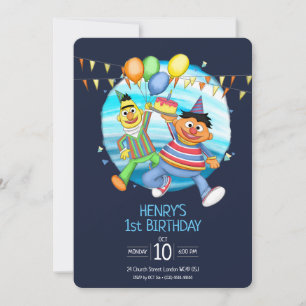 Bert och Ernie Födelsedagsballonger Inbjudningar