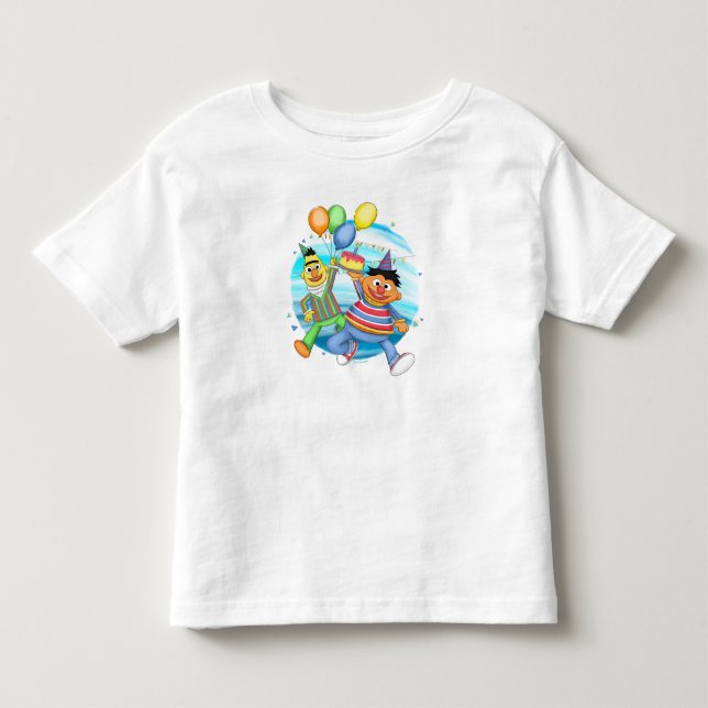 Bert och Ernie Födelsedagsballonger T Shirt (Framsida)