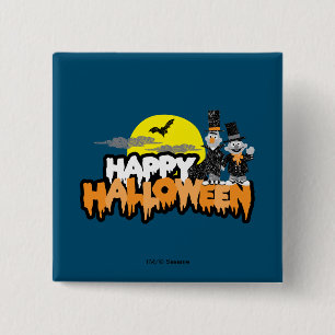 Bert och Ernie Glad Halloween Knapp