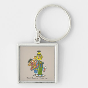 Bert och Ernie klassisk stil Fyrkantig Silverfärgad Nyckelring