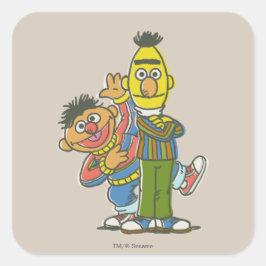 Bert och Ernie klassisk stil Fyrkantigt Klistermärke