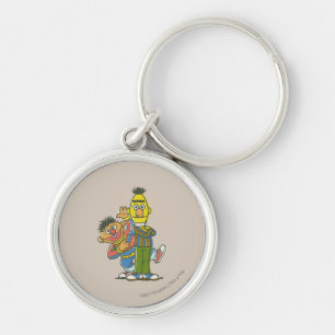 Bert och Ernie Klassisk stil Rund Silverfärgad Nyckelring