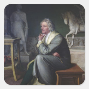Bertel Thorvaldsen i studion i Rom, 1834 Fyrkantigt Klistermärke