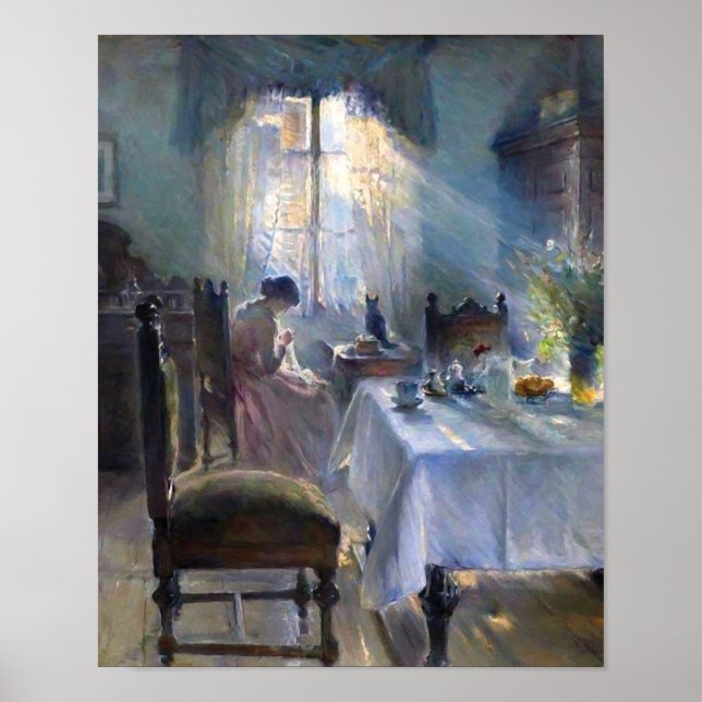 Bertha Wegmann - Kvinna som syr i en interiör Poster (Framsidan)
