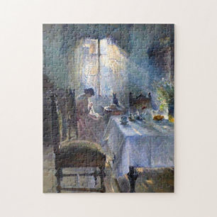 Bertha Wegmann - Voman Sewing in an Insida Pussel